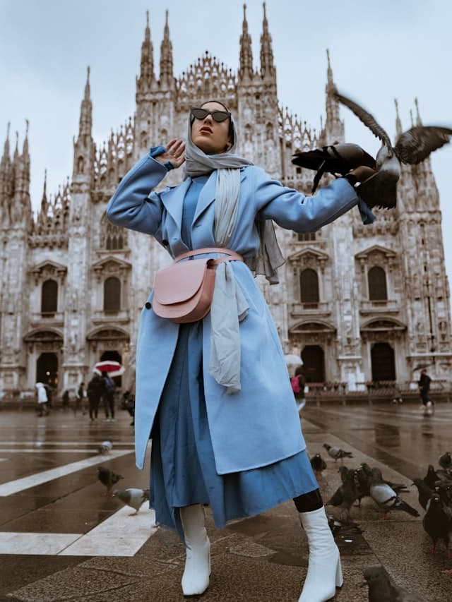Editorial de moda con arquitectura europea